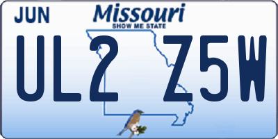 MO license plate UL2Z5W