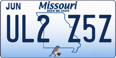 MO license plate UL2Z5Z