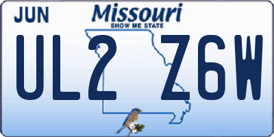 MO license plate UL2Z6W