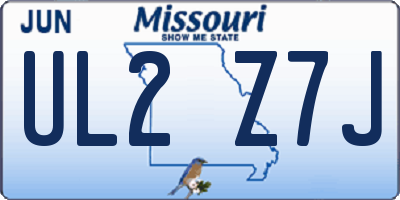 MO license plate UL2Z7J
