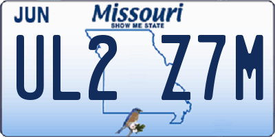 MO license plate UL2Z7M