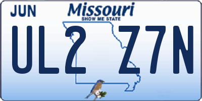 MO license plate UL2Z7N
