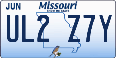 MO license plate UL2Z7Y