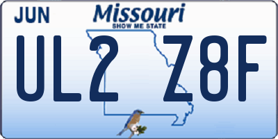MO license plate UL2Z8F