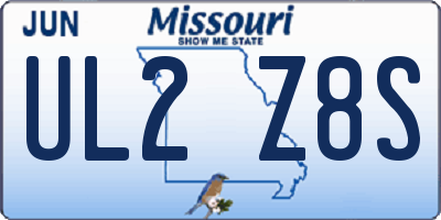 MO license plate UL2Z8S