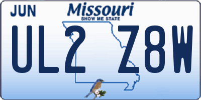 MO license plate UL2Z8W