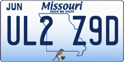 MO license plate UL2Z9D
