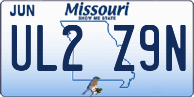 MO license plate UL2Z9N