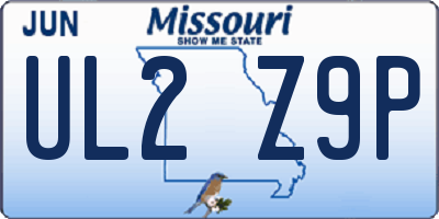 MO license plate UL2Z9P