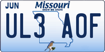 MO license plate UL3A0F
