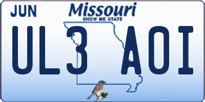 MO license plate UL3A0I
