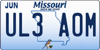 MO license plate UL3A0M