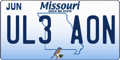 MO license plate UL3A0N