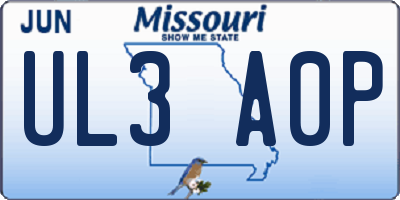 MO license plate UL3A0P