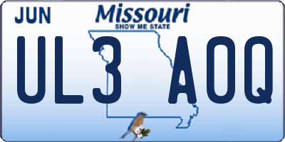 MO license plate UL3A0Q