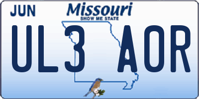 MO license plate UL3A0R