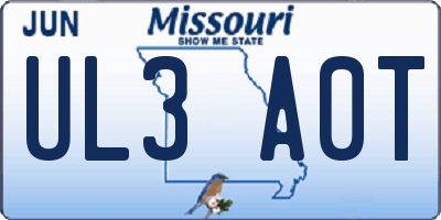 MO license plate UL3A0T