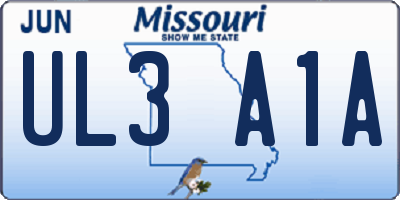 MO license plate UL3A1A
