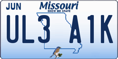 MO license plate UL3A1K