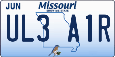 MO license plate UL3A1R