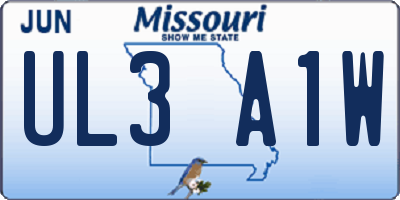 MO license plate UL3A1W