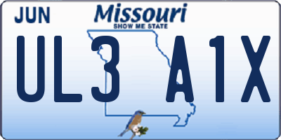 MO license plate UL3A1X