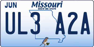 MO license plate UL3A2A