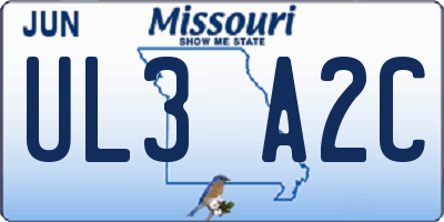 MO license plate UL3A2C