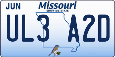 MO license plate UL3A2D