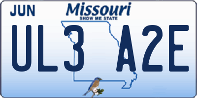 MO license plate UL3A2E