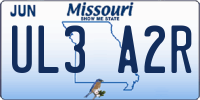 MO license plate UL3A2R