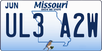 MO license plate UL3A2W