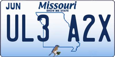 MO license plate UL3A2X