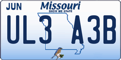 MO license plate UL3A3B