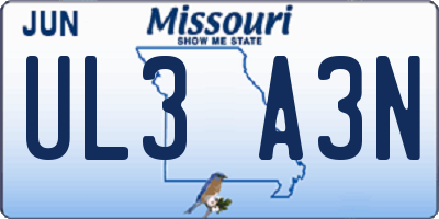 MO license plate UL3A3N