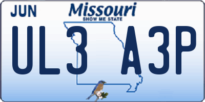MO license plate UL3A3P