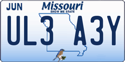 MO license plate UL3A3Y