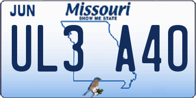 MO license plate UL3A4O
