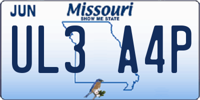 MO license plate UL3A4P