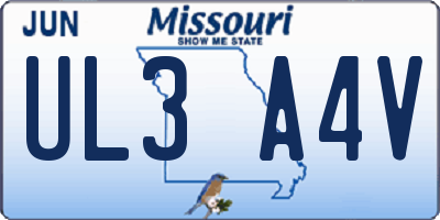 MO license plate UL3A4V