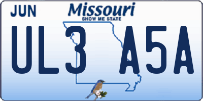 MO license plate UL3A5A