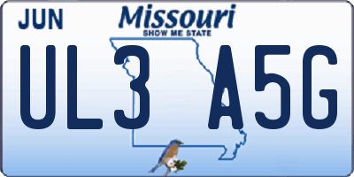 MO license plate UL3A5G