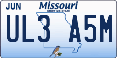 MO license plate UL3A5M