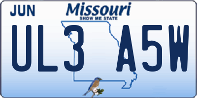 MO license plate UL3A5W