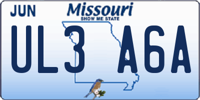MO license plate UL3A6A