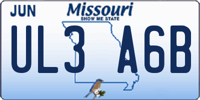 MO license plate UL3A6B
