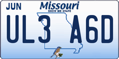 MO license plate UL3A6D