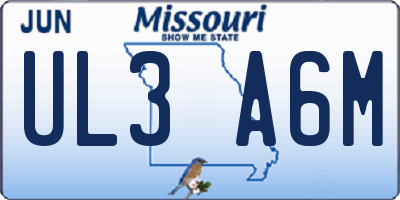 MO license plate UL3A6M