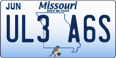 MO license plate UL3A6S