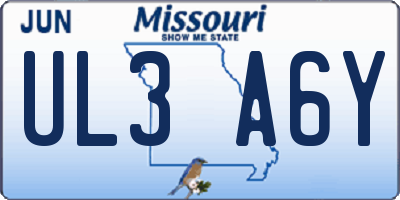 MO license plate UL3A6Y